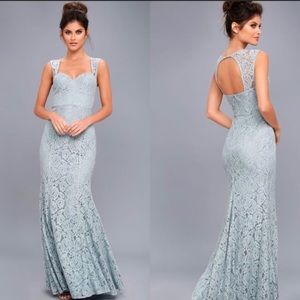 Lulus Slate Blue Lacey Bridesmaid Dress